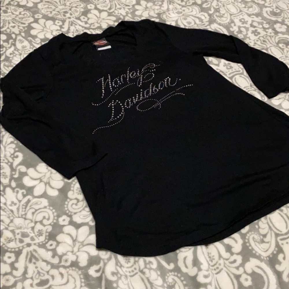 Harley Davidson black rhinestone top